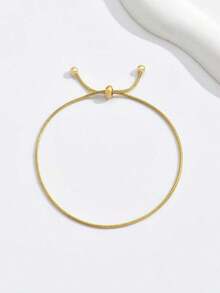 1pc Fashionable Snake Chain Stainless Steel Bracelet For Women, Sophisticated & Versatile Accessory For Daily Wear Or Festive Occasions - 黃金 - 查看 5