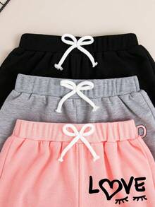 3件套女童字母卡通印花运动裤套装