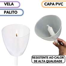 Kit C/6 Capa De PVC Para Vela Palito De Procissão Segura e Antichama quaresma semana santa pascoa santa santo falta de energia - Transparente - Visão 5