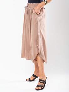 JIN SER Pentacurt Viscose Skirt Has Pocket - Khaki - View 6