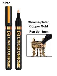 Liquid Gold Chrome Markers, Permanent Reflective Metallic Gold Paint Pen, High Gloss Car DIY Model Painting, Touch Up Repair Kit For Plastic Metal Glass Fabric Ceremic Resins(Gold/Silver/Red Gold/Copper Gold)