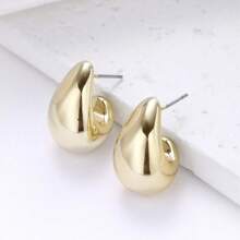 1pair Korean Fashionable & Minimalist Gold-Plated Small Peanut Shaped Earrings Suitable For Daily Wear, Parties, As A Gift For Valentine's Day,Mom,Mother,Mother's Day,Gift