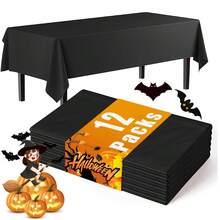 12pcs Halloween Party Disposable Rectangular Tablecloth Set, Suitable For Indoor And Outdoor Atmosphere Decoration, Birthday, Thanksgiving, Harvest Festival And Theme Party Table Decoration