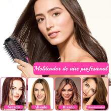 Cepillo Secador de Cabello Multifuncional, 4 en 1 Cepillo de Aire Caliente para Cabello y Voluminizador con Iones Negativos Antiencrespamiento para Secar, Alisar y Rizar | Cañón Cerámico de Titanio - Multicolor - Ver 9