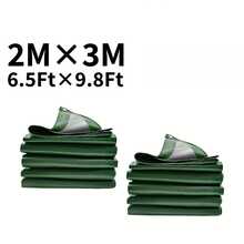 [Heavy-Duty Tarpaulin] 1-Piece. Heavy-Duty Green Tarpaulin - Durable, Waterproof, Windproof, And Tear-Resistant - A Multi-Purpose Protective Cover Suitable For Camping, Roofs, Patios, Swimming Pools, Boats, And Carports. An Ideal Christmas And New Year Gift. - Army Green - View 2
