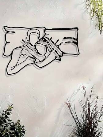 1 Stück romantische liegende Paar Metallwandkunst - Vintage Eisen abstrakte Skulptur, Wohnzimmer Dekoration intimer Umarmungsdesign, einzigartiges Einweihungsgeschenk, Weihnachtsgeschenk, Innenraumdekoration, sexy Design, strukturierte Oberfläche