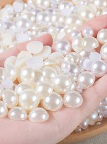 2 mm à 16 mm Perles rondes en ABS beige et blanc, cabochons de perles à moitié plats à moitié ronds, convenant pour la fabrication de bijoux DIY, l'artisanat, les accessoires, les vêtements, les chaussures, les sacs, la décoration des ongles et l'artisanat