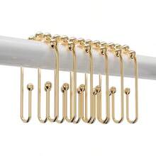 U Shaped Shower Curtain Hooks Rings,12 Pcs Durable Rust Resistant Metal Shower Hooks, Double Glide Smoothly Anti-Drop Shower Rings Shower Curtain Rod,Black - Vàng - Xem 1