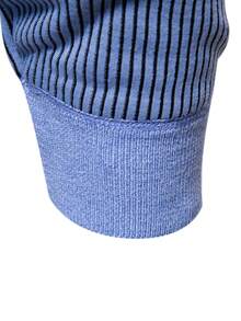 Men's Autumn/Winter 2 In 1 Polo Collar Patchwork Casual Deer Horn Knitted Sweater, Inner & Outer Wear, Long Sleeve Top - Baby Blue - View 4