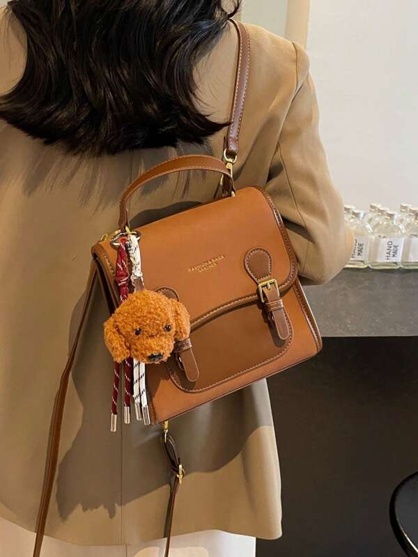Nouvelle arrivée Sac à dos mini rétro décontracté à grande capacité, sac à main multifonction pour femmes, avec ornement en peluche, cadeau de Noël