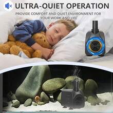 160 GPH Ultra Ouiet Fountain Pump. Small Submersible Pump (10W/600L/H) For Pond. Water Feature, Aquariums, Hydroponics, Indoor Or Outdoor Fountain - US A Type Plug(110-127V) - View 3