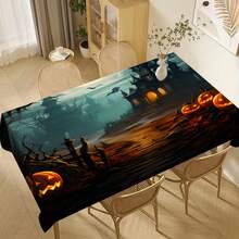 1/20 chiếc khăn trải bàn chủ đề Halloween, khăn trải bàn hình bí ngô phát sáng và lâu đài kỳ lạ, hoàn hảo cho tiệc tùng và trang trí nhà cửa, khăn trải bàn hình chữ nhật bằng polyester có thể giặt bằng máy, trang trí bàn Halloween - Nhiều màu - Xem 5