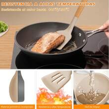 NICLY 28Pcs Utensilios de Cocina de Silicona, Juego de Herramientas de Cocina con Batidor Espátula, Antiadherentes, Resistentes al Calor, sin BPA, Herramientas y Paletas para Cocina (Caqui) - caqui - Ver 9