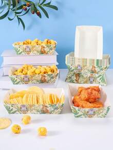 10/24pcs Green Forest Fox, Owl Food Boxes, Fries Boxes, Popcorn Boxes, Party Decorations And Movie Night Snack Boxes, Suitable For Lunch Box, Bakery Bread, Burger Restaurant - Multicolor - View 3