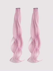 2pcs/Set Children Colorful Hair Extension Clips, Curly Wave Hair Clip For Kids Cosplay, Party, Holiday And Daily Wear, Fashion Gift For Girls