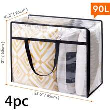 1/4 pièces Sac de rangement pliable en PVC, sac de déménagement, sac d'emballage, sac fourre-tout en plastique transparent, sac pour vêtements, sac de rangement pour vêtements et couvertures, sac de rangement transparent, avec poignée, gain de place, convient pour le rangement des vêtements de déménagement et de voyage, chambre à coucher, organisateur, organisateur, rangement de la maison, t-shirt blanc pour femmes, pantalon noir pour femmes, vêtements d'hiver pour dames, robe, vêtements d'hiver pour dames, robes élégantes pour femmes, chemise blanche pour dames, manches longues, combinaison blanche pour femmes, robes de printemps pour femmes, tenues de printemps pour femmes, printemps, vêtements de printemps, minimaliste, hauts d'été