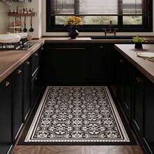 سجادة أرضية مطبخ بنقوش زهرية، مقاومة للزيت والانزلاق والسقوط، طول قابل للتخصيص