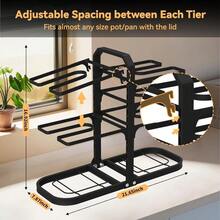 Heavy Duty Pots And Pans Organizer Under Cabinet: 8Tier Adjustable Pot And Pan Organizer Space Saving Pan Organizers Inside Cabinet 21" Kitchen Storage Pot Rack Organizer For Cast Iron Pangift - 16.92吋高 - 查看 3