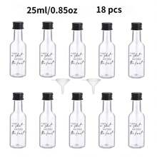 46/18/1pc 迷你酒瓶，透明塑料果汁瓶，配金色、银色和黑色螺旋盖，以及黑色婚礼主题标签，适用于婚礼派对用品、生日派对、新娘送礼会、派对装饰 - Transparent - 查看 19