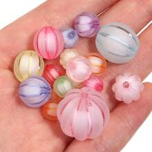 10/30/100pcs Acrylic Pumpkin Beads, DIY Craft Jewelry Making, Halloween Decor Materials, Candy Colors, 8-20mm - Random Color Mixing - View 3