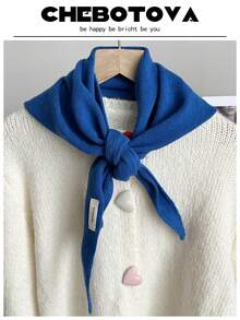 1PC Autumn Decorative Solid Color Wool Knit Triangle Scarf Women's Outerwear Fake Collar Decorative Air-Conditioned Room Scarf Fashion Shawl - Multicolor - View 13