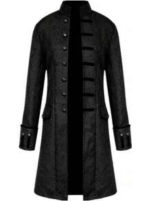 Mens Vintage Tailcoat Goth Long Steampunk Victorian Frock Coat, Retro Fashionable - Black - View 8