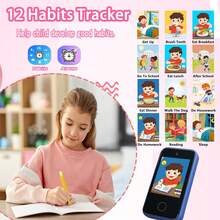 儿童教育手机 8GB 内存卡双摄像头 USB 可充电便携式智能手机触摸屏学习机 适合 3 至 12 岁男孩女孩的完美生日礼物儿童数码相机 - 彩色 - 查看 9