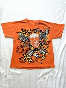 Áo thun nữ Y2K cổ tròn tay ngắn màu trơn độc đáo, nhẹ và thời trang - trái cam - Xem 5