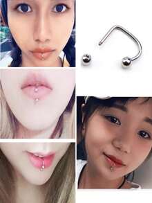 1 Stück Titan-Stahl D-förmiger Lippenpiercing-Ring, Nasenring, Punk minimalistischer Gothic personalisierter Ohrringe, Hufeisenform Lippenklemme, Unisex Titan-Stahl gebogener Lippenpiercing-Ring, Nasenseptumring, Ohrknorpel-Stecker, Körperpiercing Lippenpiercing-Ring, Nasenring, Ohrring Accessoires