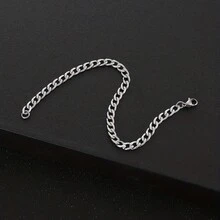 1 Piece Men's Simple Stainless Steel Silver Chain Bracelet Hip-Hop Punk Style Fashion  Party Gift - bạc - Xem 5