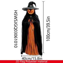 1pc Halloween Pumpkin Decoration Flag - 15.8x39.5 Inches Outdoor/Indoor Polyester Horror Decor With Skeleton Gauze And Witch Hat, No Power Needed, Suitable For Yard, Porch, Haunted House Entrance, Holiday Scene Display, Ghost Pattern Design, Easy To Hang Home Decor Halloween Decor Room Decor