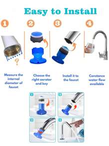 （实物非常小！请在订购前测量您水龙头的直径！）一套/6个迷你厨房水龙头，内置起泡器和隐藏式滤网——包含2个专用起泡器扳手，可替换水槽水龙头限流器，厨房隐藏式起泡器，浴室水槽起泡器 - 彩色 - 查看 6