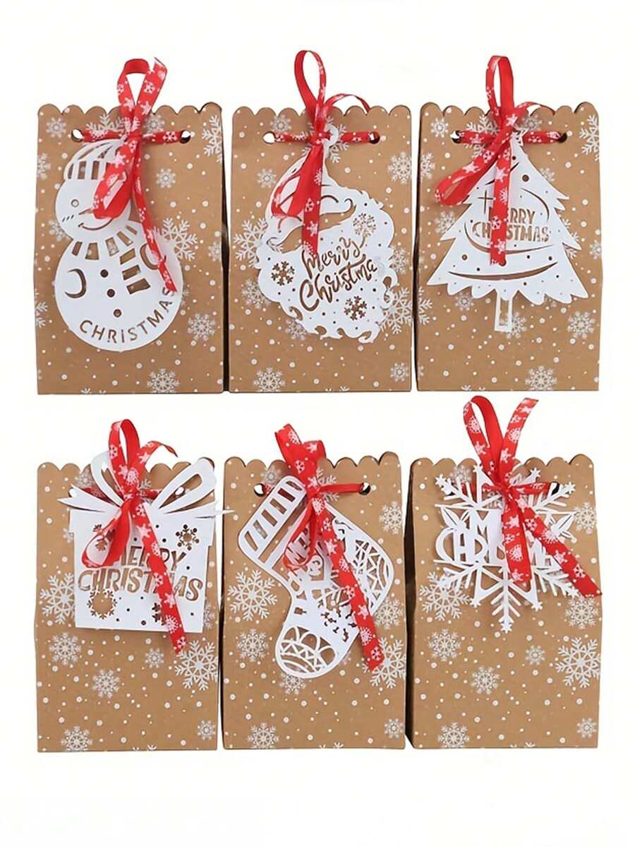 24 Stücke, Weihnachts-Schneeflocken Geschenktüte, Kleinunternehmen Zubehör, Einkaufstasche, Party Tasche, Hochzeit Geburtstags Party Geschenktüte, Basteltragetasche, Party Gastgeschenke, Geburtstagsdekoration, Party Geschenkdekoration, Hochzeitsdekoration, Party Zubehör, Weihnachtsdekoration