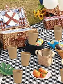 10/30/50/70/100pcs Restaurant Kraft Paper Cups - Disposable Hot & Cold Drink Cups - Suitable For Parties, Events And Small Businesses - Durable Tableware Supplies, Tea Cups, Home And Commercial Drinking Cups, Travel, Camping, Party Supplies - Multicolor - View 4