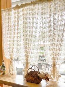 1 Rèm cửa ren đính hạt ngọc trai, Rèm ngăn cách bán trong suốt họa tiết hoa Bohemian thoải mái, Rèm cửa sổ trang trí cho phòng ngủ, phòng khách, trang trí nhà cửa, mọi mùa - Màu be - Xem 8