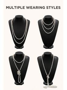 ¡RecomendadoBABEYOND 1920s Flapper Accessories Gatsby - Juego de accesorios para disfraz de 20 años, diadema de flapper, collar de perlas¡Top de Temporada - champán - Ver 8