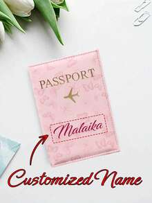可定制迷你护照夹，可印制姓名和图案，旅行证件收纳包和卡包，适合送礼和日常使用，时尚耐用，适合旅行和商务场合，是送给家人、朋友、情侣、生日、节日、圣诞节的理想礼物。 - 粉色 - 查看 9
