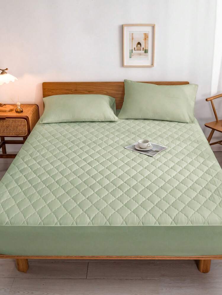 1pc Solid Color Quilted Mattress Protector, Fitted Sheet, Mattress Cover, Breathable, Machine Washable, Suitable For Home, Bedroom, For All Seasons, Dustproof Bedspread, Made Of Soft And Breathable Fabric, Autumn Decor, Room Decor, Back To School, School Supplies - Multicolor - View 68