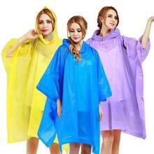 1件可重复使用成人雨披，加厚防水雨衣，男女通用带帽雨衣，防水、防风、速干、透气，EVA抽绳连帽雨披，适合户外摩托车、骑行、徒步、钓鱼和登山保暖，也适合闺蜜节、送给小狗、嘉年华、可爱小物、母亲节礼物、花园、夏季、海滩、房间装饰、软萌玩具、毕业典礼、祝贺毕业、毕业派对、旅行徒步必备、便携工具、夏季必备、夏季便携用品。 - 彩色 - 查看 1