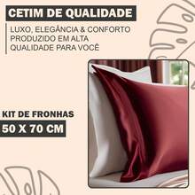 Kit 4 Satin Silk Pillowcases With 4 Flaps 50x70cm Anti-Frizz Pillow Cover For Soft Hair And Skin - 乾枯玫瑰色 - 查看 6