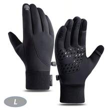 1 Pair Winter Men's Cycling Gloves With Warm Fleece,Touchscreen Outdoor Gloves, Waterproof & Windproof,Anti Slip,For Camping,Hiking
