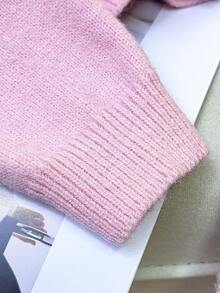 JIANHU Bộ đồ dệt kim màu hồng pastel - Áo khoác cardigan và chân váy ngắn mùa xuân/hè, trang trí bằng thêu trắng và điểm nhấn vàng | Thích hợp cho các buổi ăn trưa và tiệc ngoài trời | Ấm áp và đa năng, cũng thích hợp cho các bữa tiệc Giáng sinh, năm mới và mặc hàng ngày. - Hồng - Xem 3