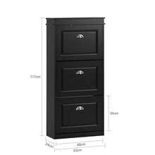 SoBuy 3 Flip-Drawers Shoe Cabinet Shoe Rack Shoe Storage Cupboard Organizer Blue W53 X D24 X H118cm FSR94-B - 黑色 - 查看 4