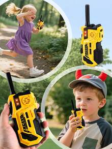2 件逼真对讲机玩具套装，室内/室外远程无线对讲机，适用于露营、野餐、探险、男孩和女孩的礼物、圣诞节和万圣节，随机包含一些配件，不含电池 - 彩色 - 查看 5