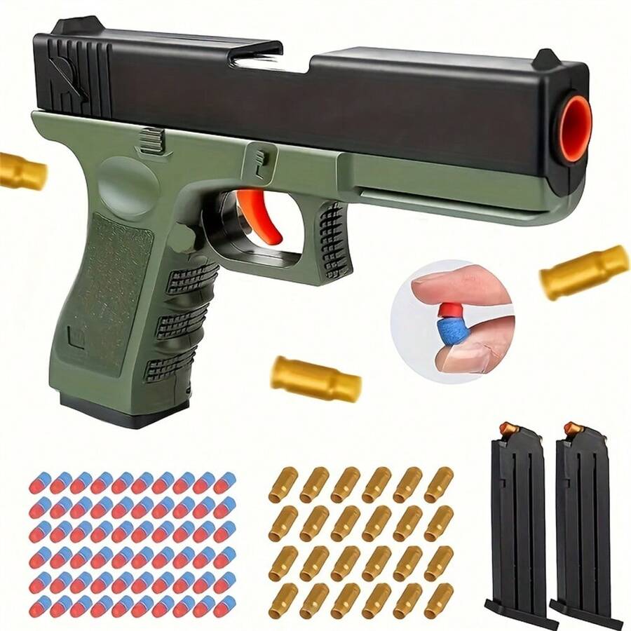 Outdoor Shooting Soft Bullet Toy Guns, Boys' Toy Pistols, Suitable As Birthday Gifts For Teenagers And Adults - 軍綠色 - 查看 1