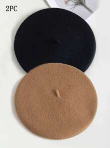 1 件装女士薄款纯色贝雷帽复古艺术家帽，甜美百搭