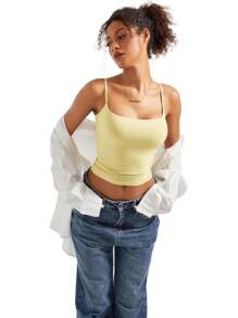 Suuksess Women Sexy Square Neck Tank Top Summer Y2K Going Out Basic Cami Shirt