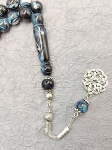 1 件 45 颗 10 毫米穆斯林念珠手链，经典蓝灰色男女通用设计 - 彩色 - 查看 3