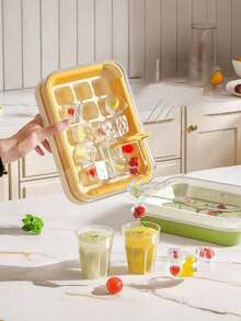 1 pezzo Vassoio per cubetti di ghiaccio da 15 griglie, stampo per ghiaccio senza apertura, tipo a pressione con coperchio, completamente sigillato, pulito e igienico, adatto per uso in cucina e ristorante, stampo per gelato, vassoio per ghiaccio