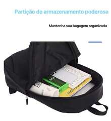 Mochila escolar masculina à prova d'água, estilosa, simples e prática - Preto - Visão 6